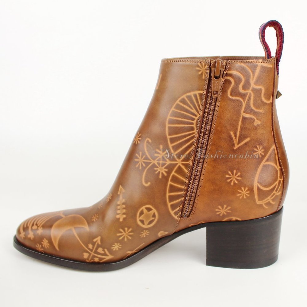 New Valentino Garavani Embossed Leather Bootie, Brown, EU 37 - Picture 7 of 12